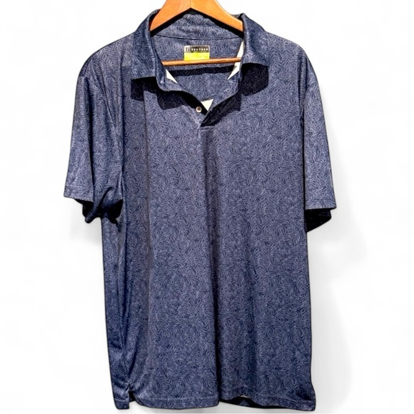 PGA TOUR Men’s XL Royal Blue Palm Print‎ Golf Polo Moisture Wicking Polyester - Picture 1 of 6